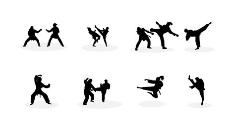 Collection Of Karate Silhouette Illustrations 45887665 Vector Art At Vecteezy