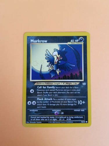 Murkrow Pokemon Card 46 64 Neo Revelations Values MAVIN