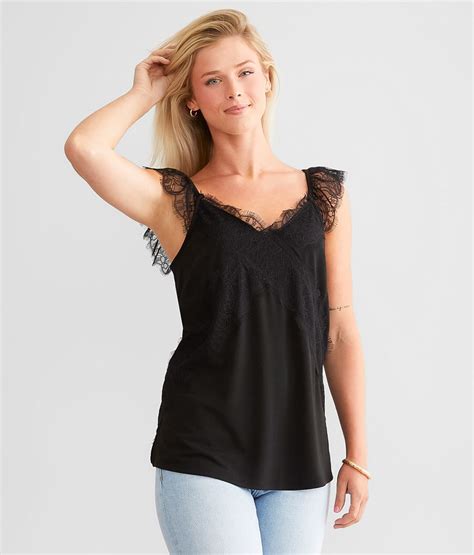 Daytrip Eyelash Lace Trim Tank Top Womens Tank Tops In Black Buckle