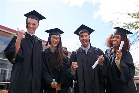 Hard Work Paid Off Shot Of Excited University Students On Graduation