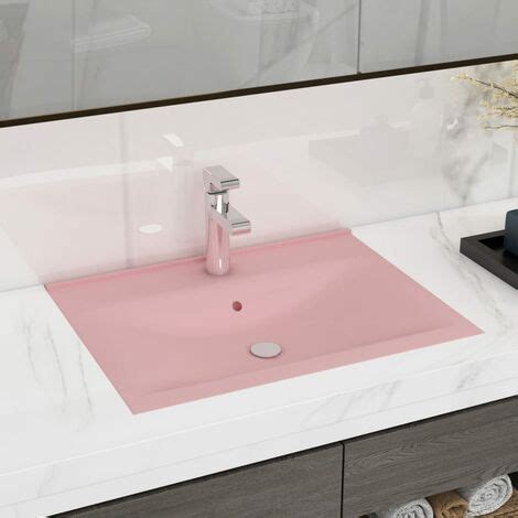 Lavamano Fregadero Lavabo De Lujo Con Grifo Cer Mica X Cm Rosa Mate