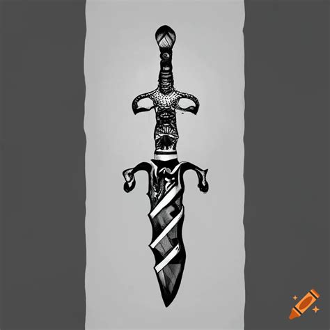 Dagger Tattoo Black Lineart On Craiyon