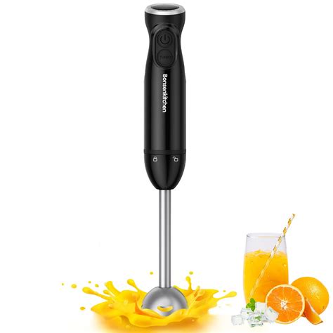 Bonsenkitchen Handheld Blender Electric Hand Blender 12 Speed With Turbo Mode Immersion Hand