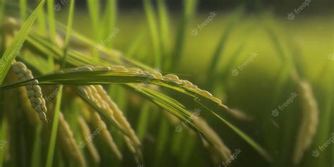 Close-Up of a Rice Paddy A Harvest of Abundance | Premium AI-generated ...