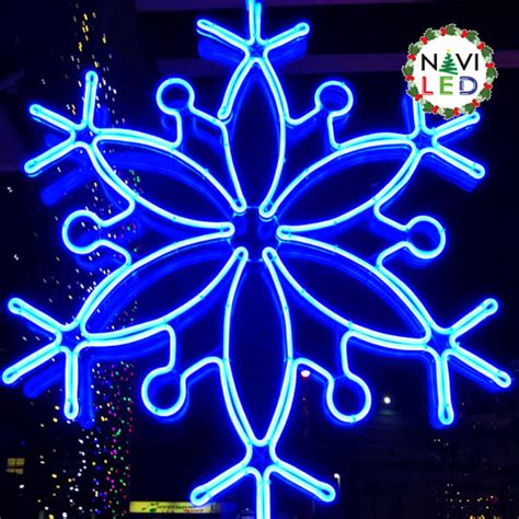 Adorno Navide O En Neon Led P Exterior Tipo Copo De Nieve Azul Dos