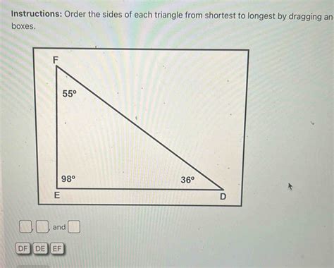 Solved Instructions Order The Sides Of Each Triangle From Shortest To