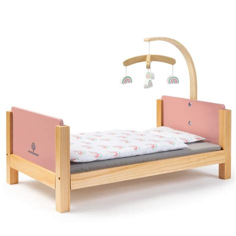 Incl Holz Wiege Kinderbett Decke Kopfkissen F R Puppen Bettzeug