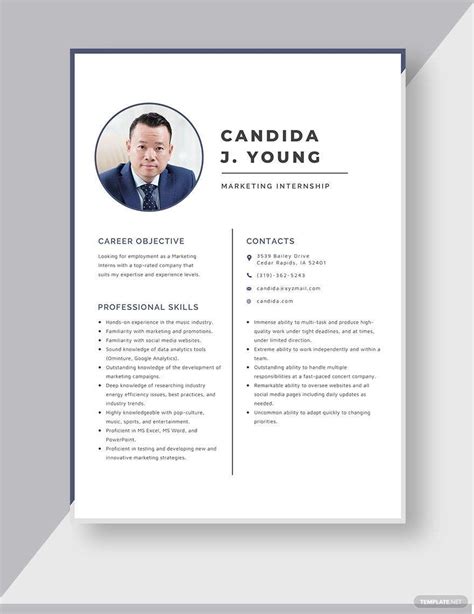 Marketing Internship Resume In Word Pages Download