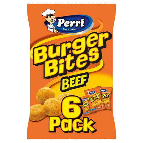 Perri Burger Bites Beef Flavour 6 X 20g Sharing Crisps Iceland Foods