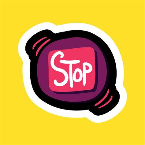 stylish colorful cartoon sticker  stop button  vector art
