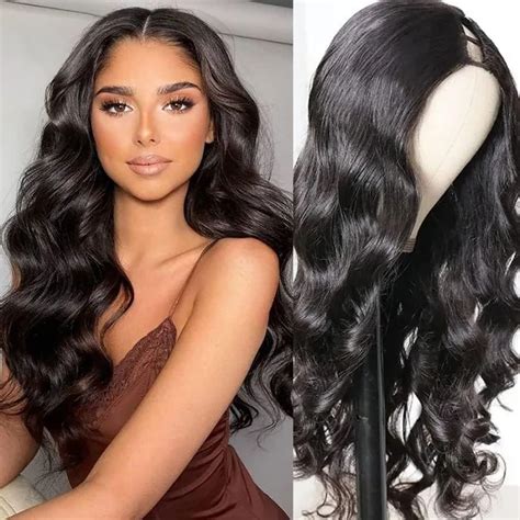 Recomtic U Part Wigs Kinky Straight Human Hair V Part Wig