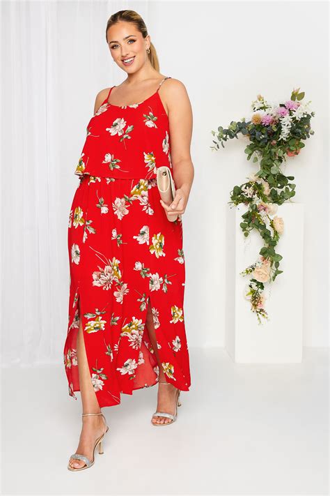 Yours London Curve Red Floral Overlay Maxi Dress Yours Clothing