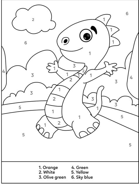 Dinosaur Color By Number Printable