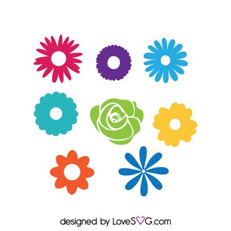 Flowers Set Flower Svg Files Cricut Crafts Flower Svg