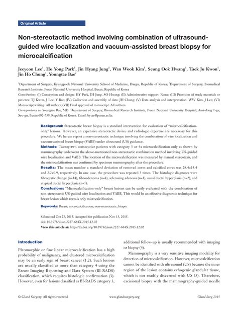 Pdf Non Stereotactic Method Involving Combination Of Ultrasound