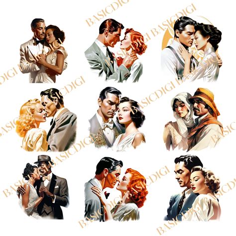 Retro Pin-up Collection Vintage Clip Art in PNG Format for Digital ...