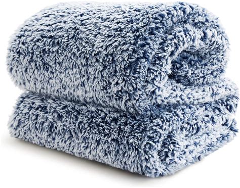 Bedsure Fleece Sherpa Throw Blanket Navy Fluffy Soft Cosy Fuzzy Furry