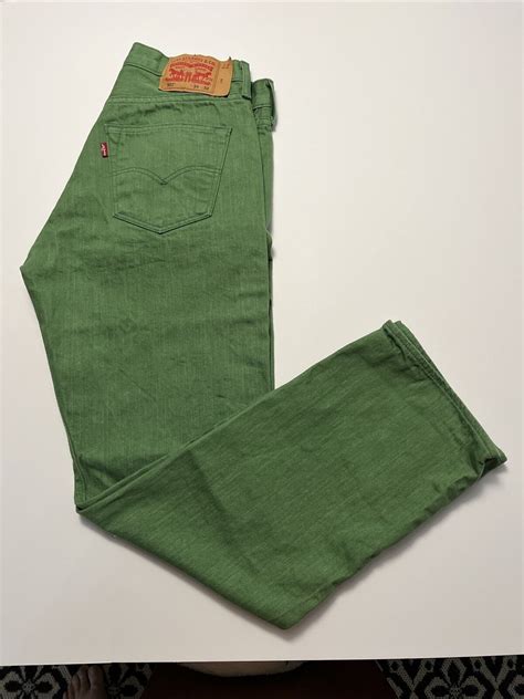 Levis 501 Men Original Fit Straight Leg Button Green Gem