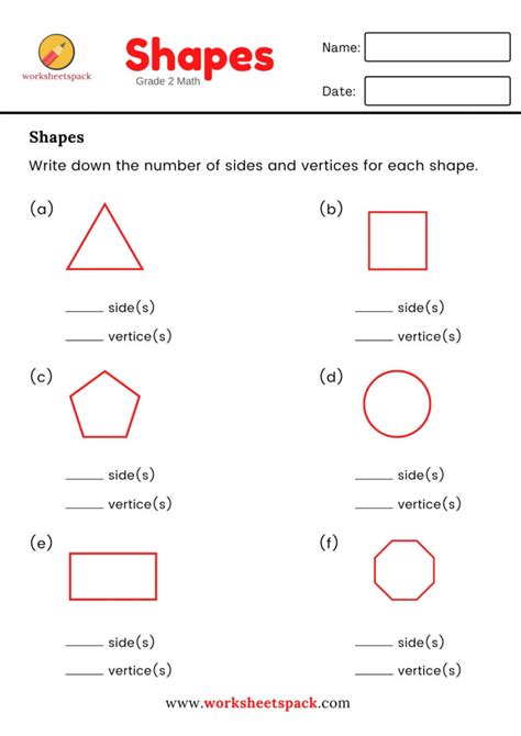 SIDES AND VERTICES WORKSHEET (GRADE 2 MATH) - worksheetspack