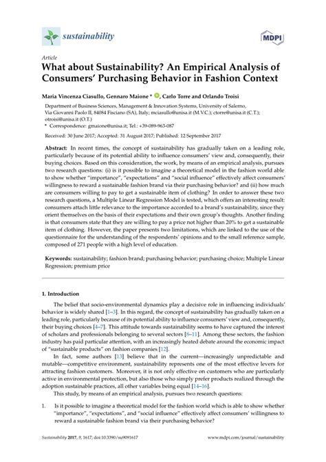 Pdf What About Sustainability An Empirical Analysis Of Consumers