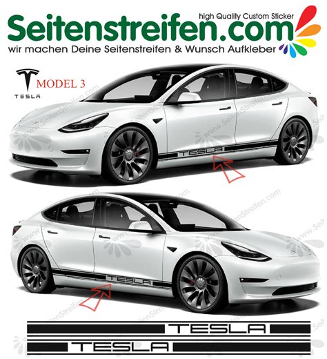 Tesla Model Model Highland Seitenstreifen Aufkleber Dekor Set