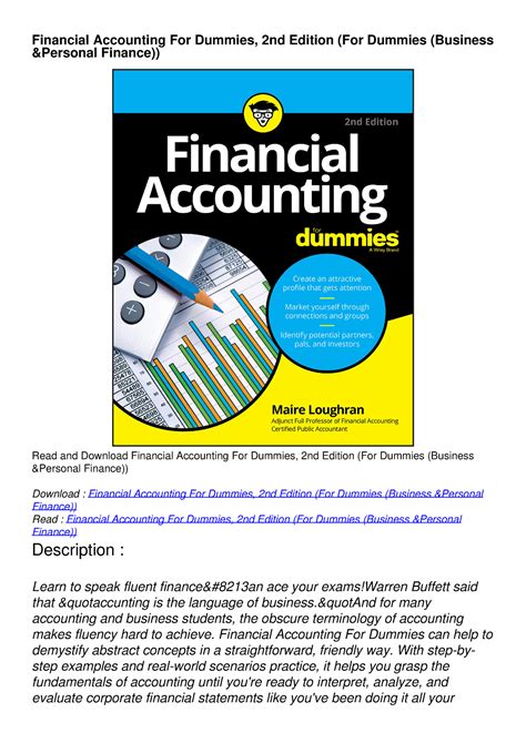 Pdf Financial Accounting For Dummies 2nd Edition For Dummies Business Personal Finance