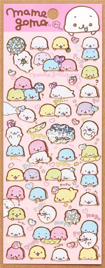 Mamegoma Baby Seals Soy Bean Glitter Stickers Japan San X Stickers