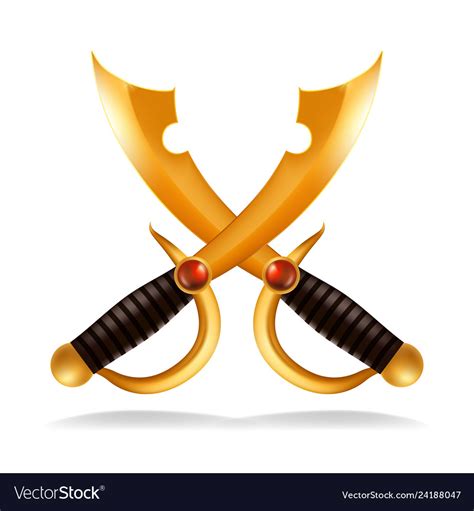 Gold Crossed Sword Saber Golden Shiny Royalty Free Vector