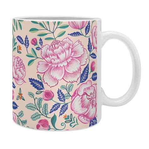 Pimlada Phuapradit Pink Peonies Pattern Coffee Mug Pink Peonies Mugs