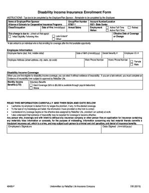 Fillable Online Disability Enrollment Form With Fraud Warning Fax