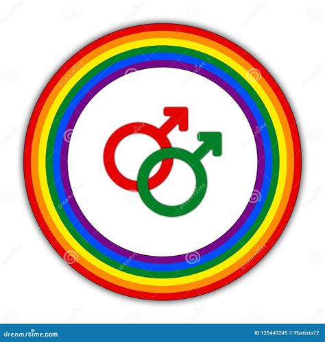 Rainbow Gay Couple Pride Flag Circle Symbol Of Sexual Minorities Two