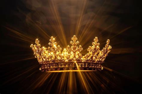 Premium Photo A Golden Beam Illuminates The Crown On A Black Background