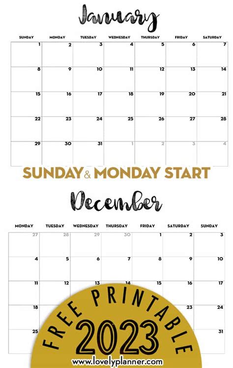 Free Printable 2023 Monthly Calendar Lovely Planner