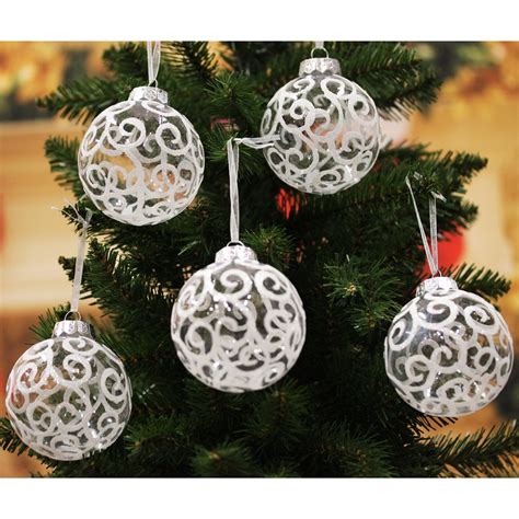 Sleetly Pk Shatterproof White Christmas Ornaments Inch Clear