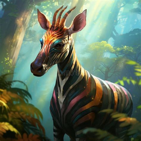 Ilustra O Do Conceito De Vida Selvagem De Okapi Gerado Pelo Ai