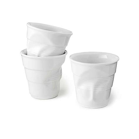 Porcelain Crinkle Cups Set Of 3 Fake Plastic Ceramic Cup With