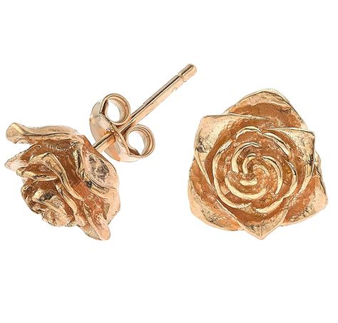 Dower And Hall White Rose Solid Carved Rose Stud Earrings Rose