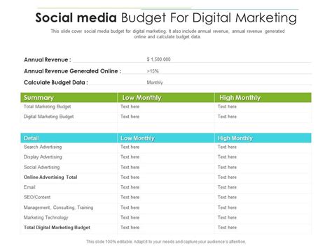 Social Media Budget For Digital Marketing Presentation Graphics Presentation Powerpoint