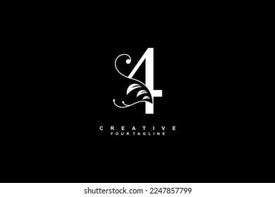 Elegant Luxury White Number 4 Logo Stock Vector (Royalty Free ...