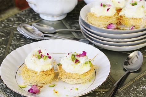 Rose And Saffron Cream Kunafa Nests Beela Bakes