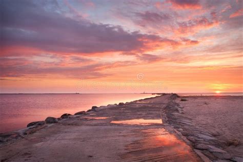 Por Do Sol Cor De Rosa Foto De Stock Imagem De Vista