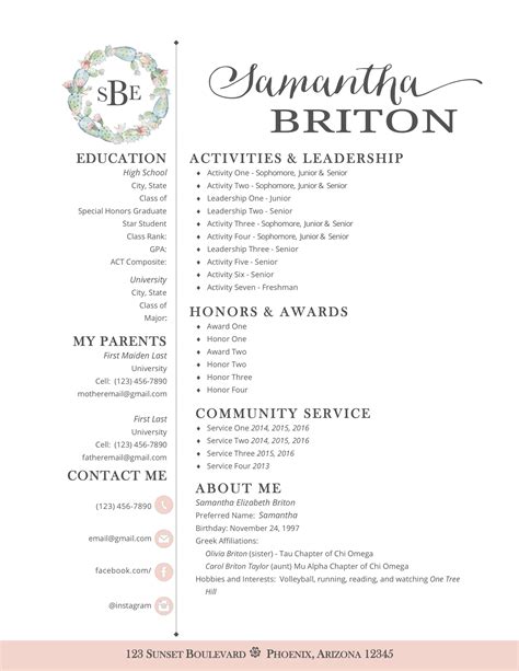 Sorority Resume Template Free Printable Word Searches