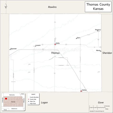 Map Of Thomas County Kansas Where Is Located Cities Population