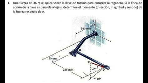 Una Fuerza De 36 N Se Aplica Sobre La Llave De Torsion Para Enroscar La