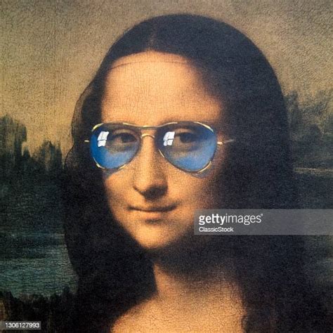 1980s Mona Lisa By Leonardo Da Vinci Wearing Blue Lens Aviator Frame