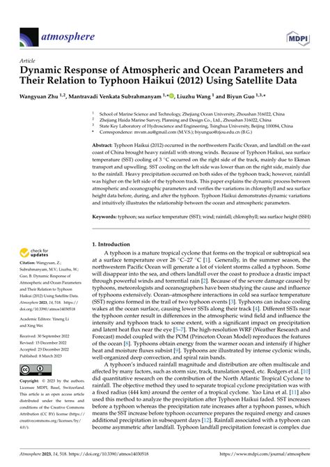 (PDF) Dynamic Response of Atmospheric and Ocean Parameters and Their Relation to Typhoon Haikui ...