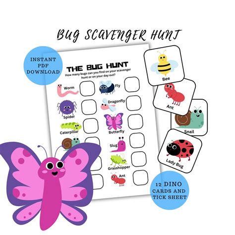 Bug Picture Scavenger Hunt For Kids Indoors Fun And Learning Etsy