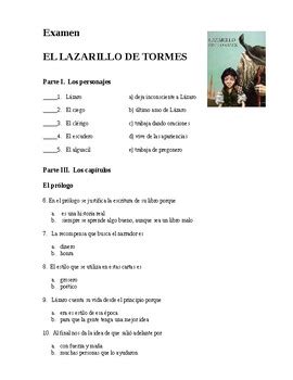 Ap Spanish Literature Examen El Lazarillo De Tormes By Mediasrojas