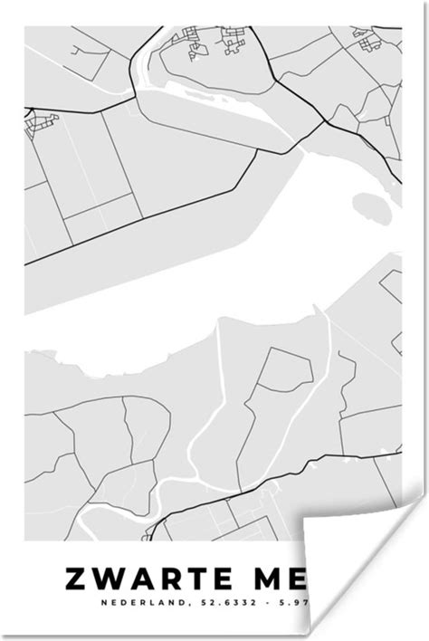 Poster Nederland Kaart Stadskaart Water Plattegrond 120x180