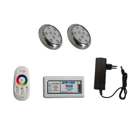 Kit Iluminação Piscina 2 Refletores Lâmpada Luminária Inox 9w 80mm